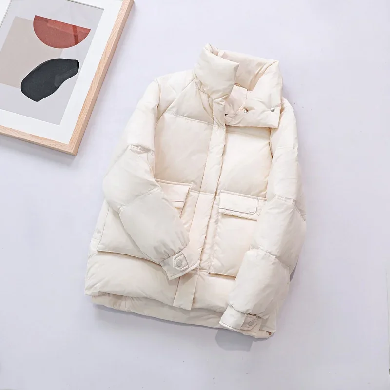 2024 New Korean Winter Fashion Collar Loose Bright Down Jacket Women