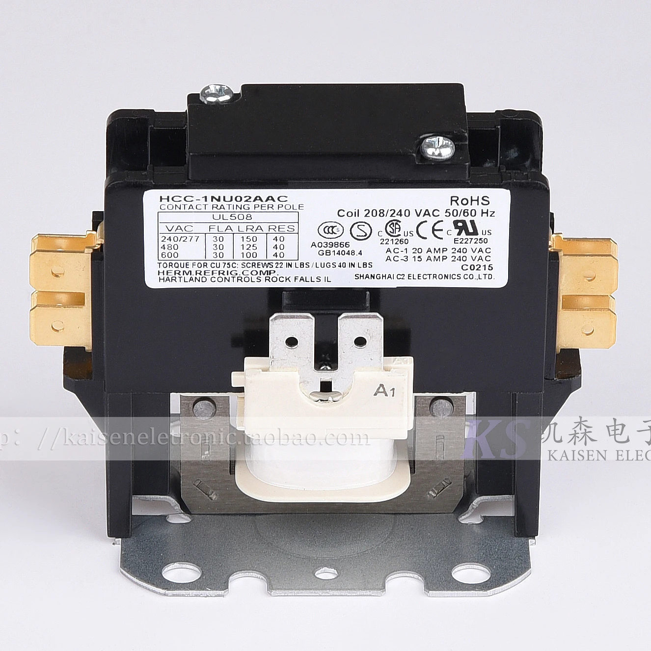 208V/240V 30A Single-phase HCC-1NU02AAC UL CSA HVAC Heat Pump AC Contactor