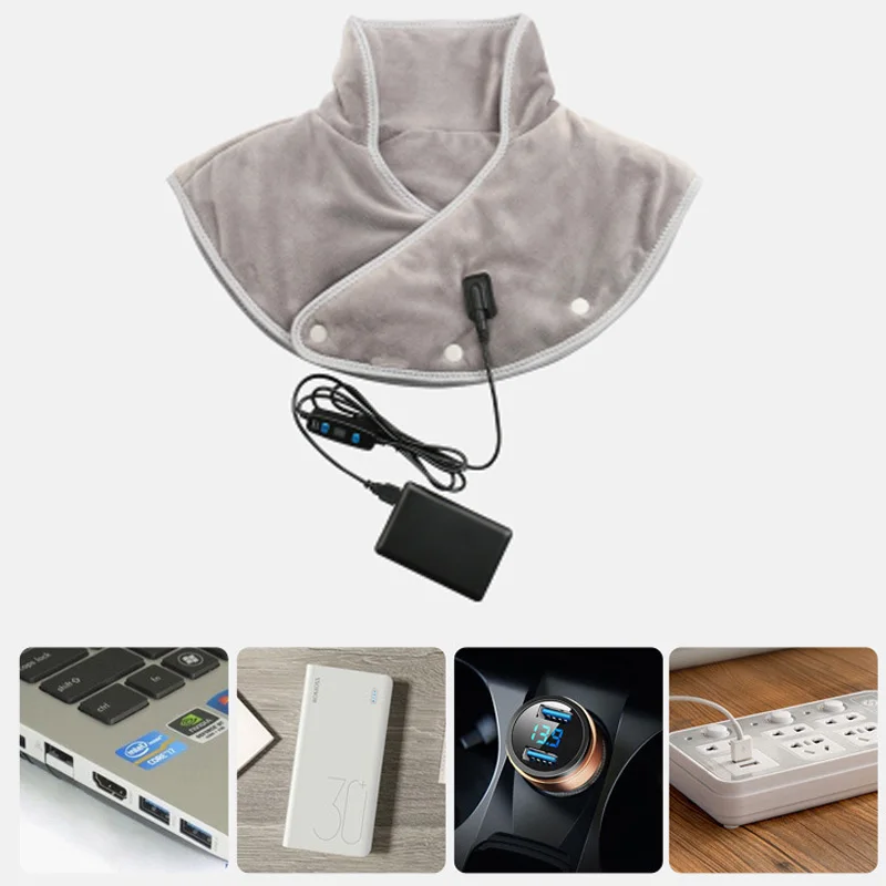 Electric Heating Shoulder Neck Pad USB Pain Relief Massager Brace Wrap Electric Thermal Compress For Neck Shoulder Relieve Fatig