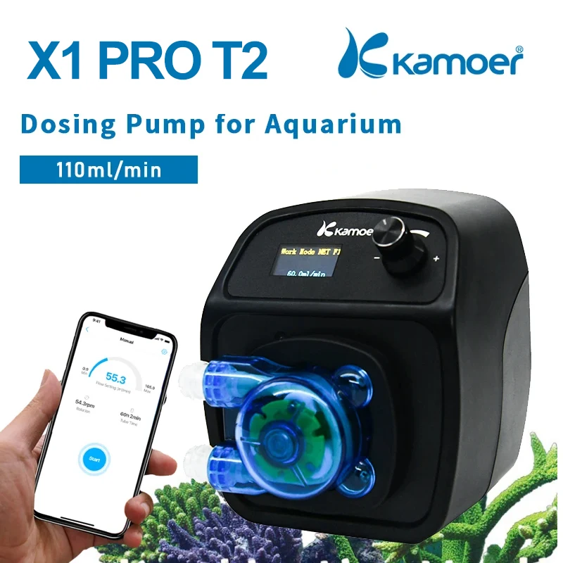 Kamoer X1 PRO T2 WiFi Dosing Pump With KPAS100 Peristaltic Pump For Aquarium Supporting iOS And Android Controlling 110ml/Min