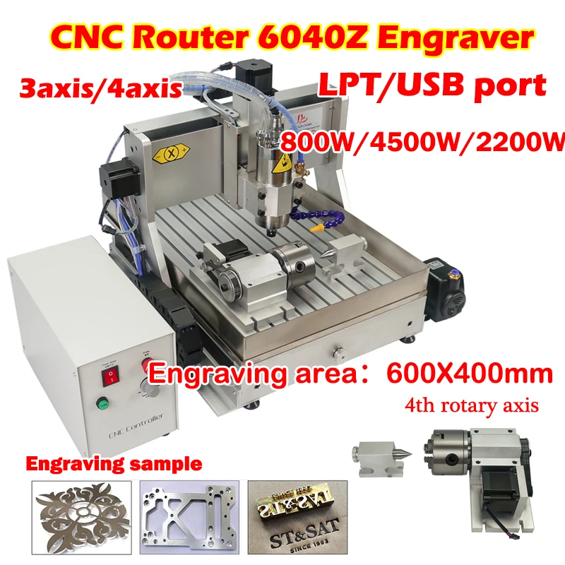 LY CNC Router 6040Z Engraving Milling Drilling Machine 3 4axis Ball Screw 3040Z Metal Engraver with Water Tank 800W 1500W 2200W