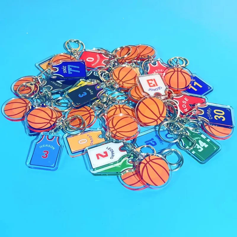 Basketball Stars Jerseys Key Chain Fashion Keychains Acrylic Bag Pendent Accessories Gift For Men Women Lanyard For Keys Casual