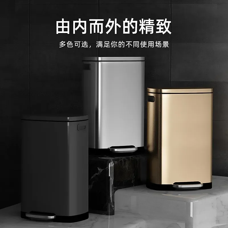 for Stainless Steel Trash Can 50L Large Capacity Foot Pedal Bin with Lid for Kitchen Household Hotel Office Commercial Use