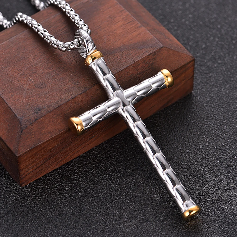 Vintage Stainless Steel Cross Pendant Necklace For Men Women Punk Hip Hop Biker Christian Believer Necklace Amulet Jewelry Gifts