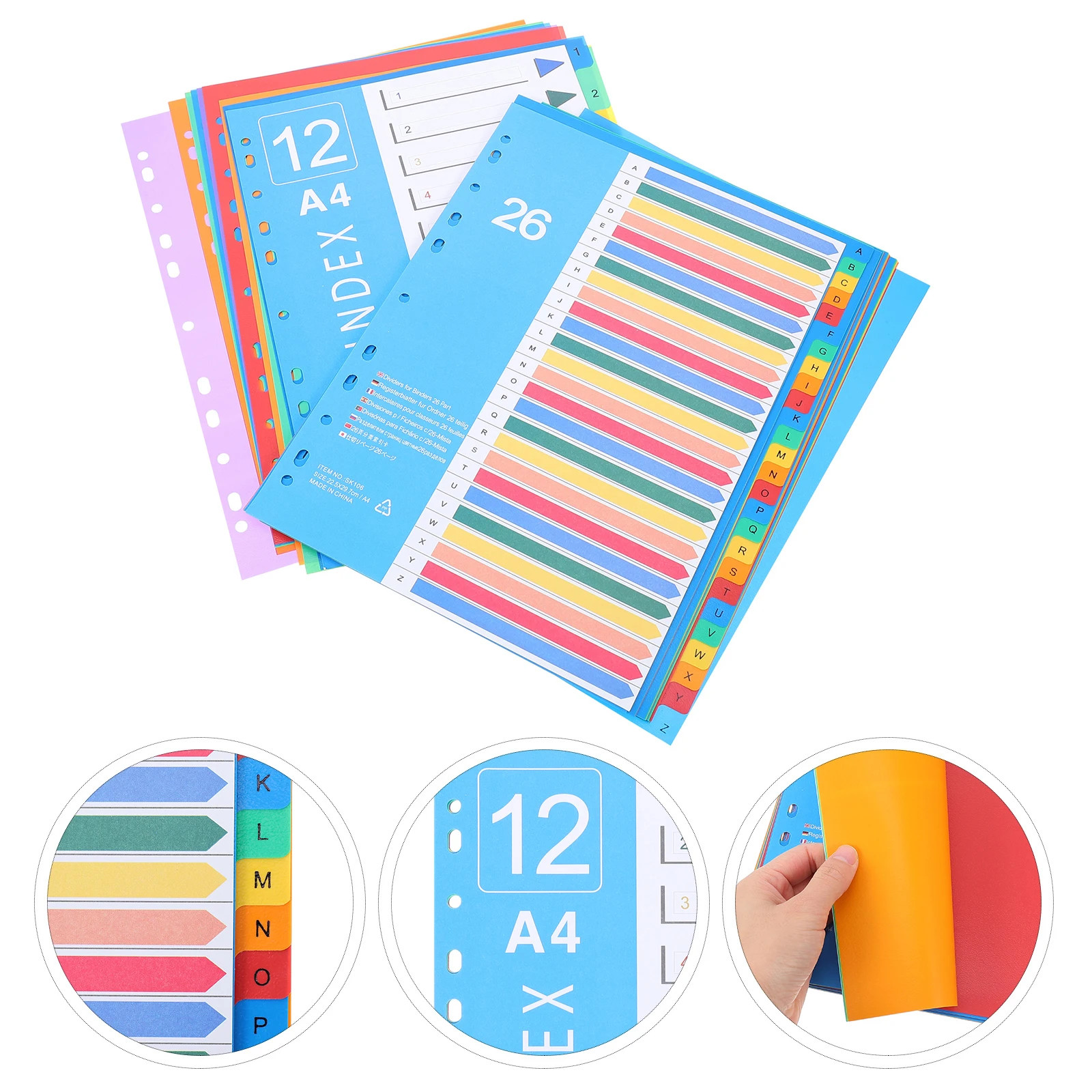 38pcs Folder Separator Colorful Index Tabs Dividers Notebook Planner Plastic File Number Style Pages A4 Size High Grade