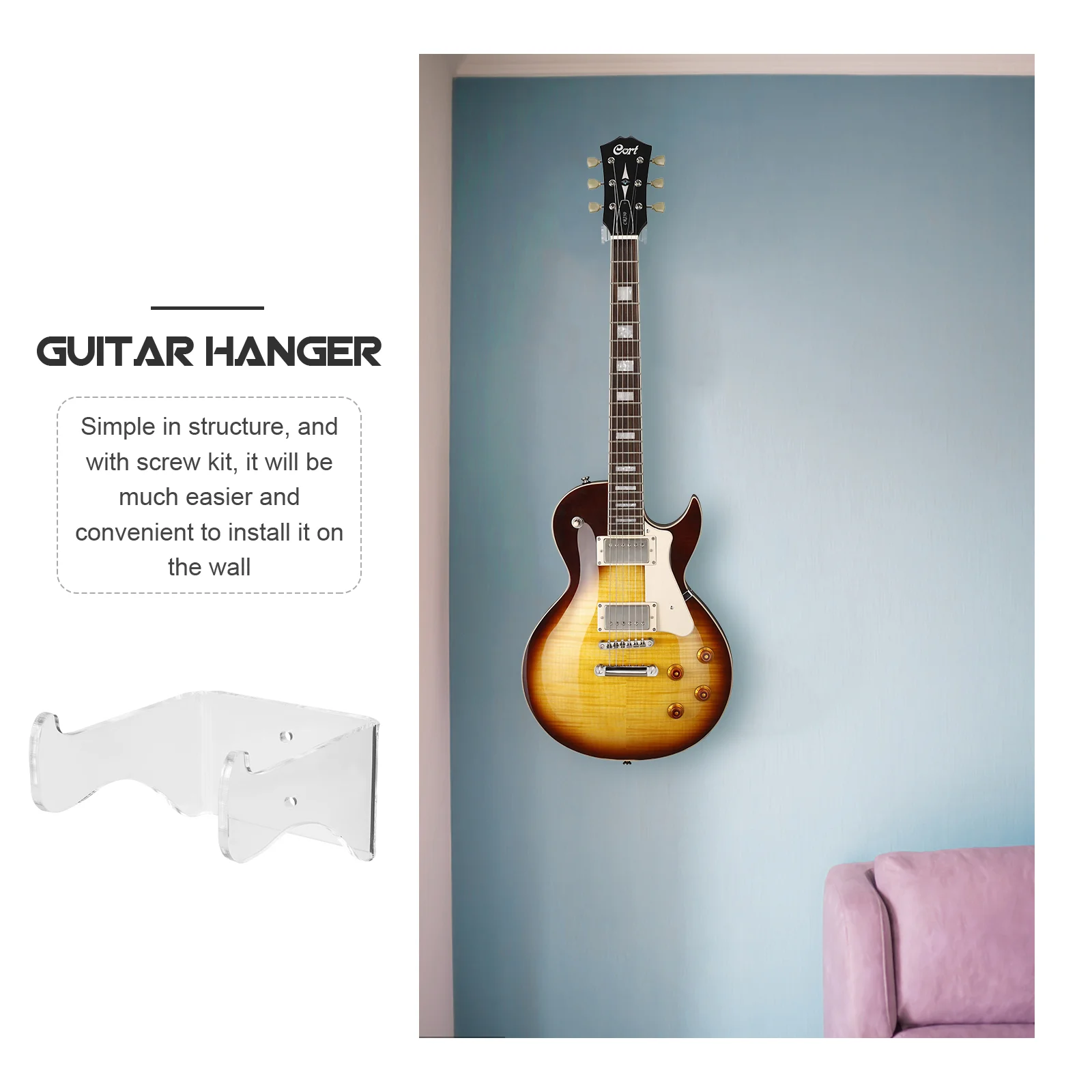 Ukulele Hanger Guitar Display Rack Acrylic Wall Mount Bracket String Instrument Holder Practical