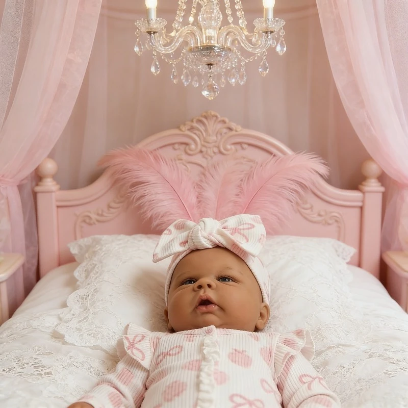 Boneca Reborn de Vinil de 50cm com Corpo de Algodão, Cabelo Pintado, Boneca Bebê Acabada para Presente de Menina