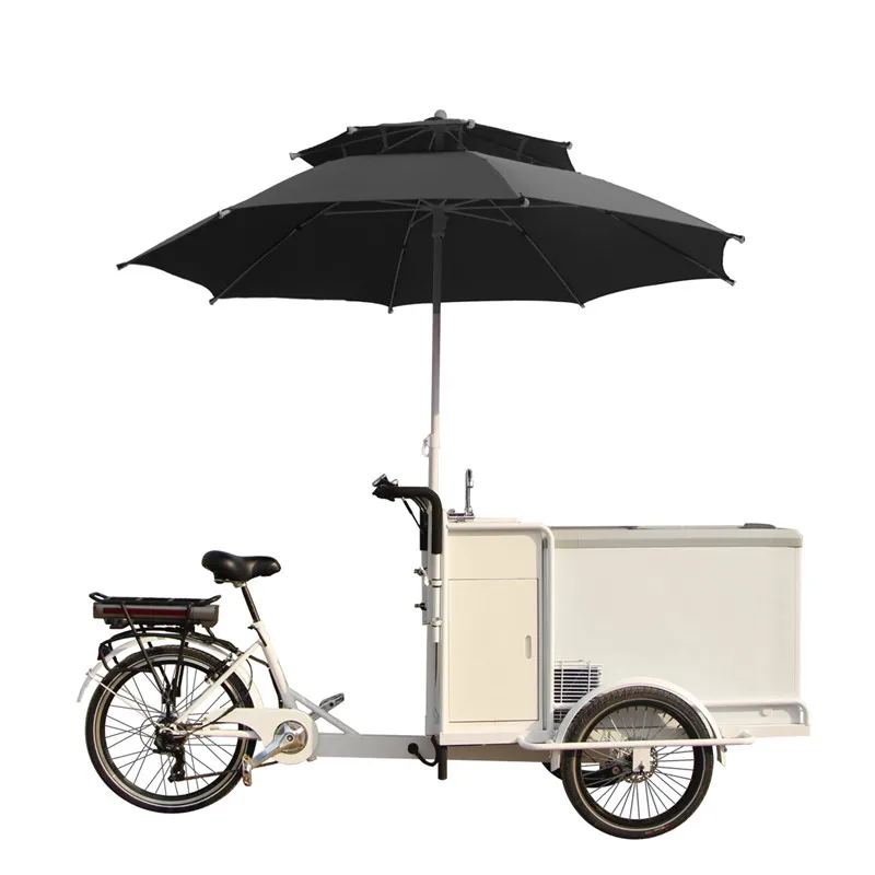 2021 Mobile Ice Cream Cart Bicycle Freezer Electric Bicycle Pedal Bike Street Food Cart Adult Tricycle Cargo  Free Shipping