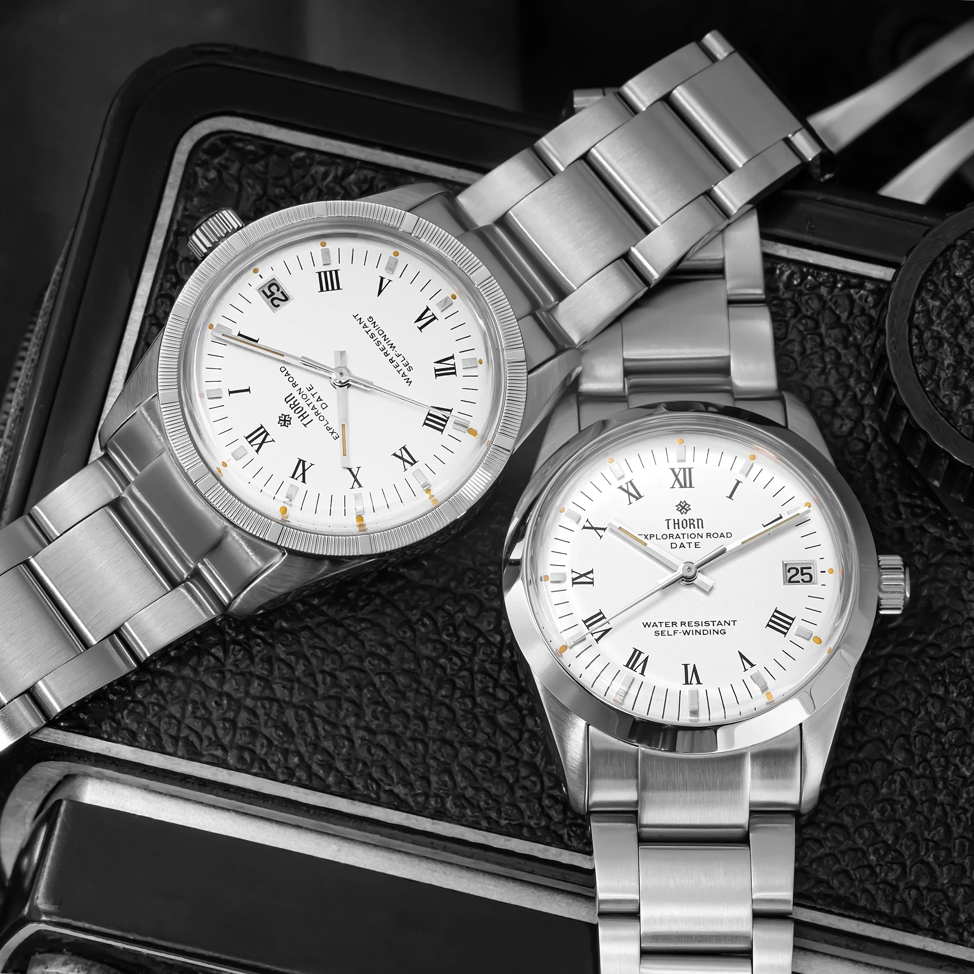 THORN Men Automatic Watch 34MM Mechanical Wristwatch 10ATM Waterproof Luminous Bubble Sapphire Mirror PT5000