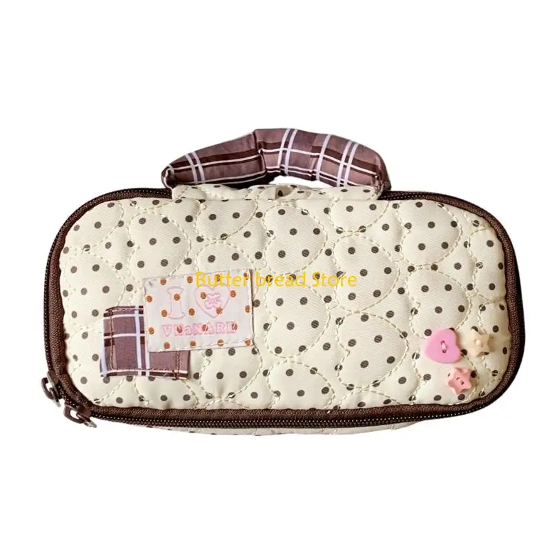 W89C Large Capacity Cloth Pencil Bag Multifunctional Handheld Pencil Case Zippered Pen Bag For Students Classroom and Travel