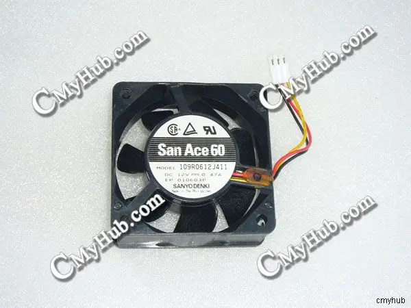 For SANYO DENKI 109R0612J411 DC12V 0.47A 6025 6CM 60MM 60X60X25MM 3pin Cooling Fan 109R0612J411