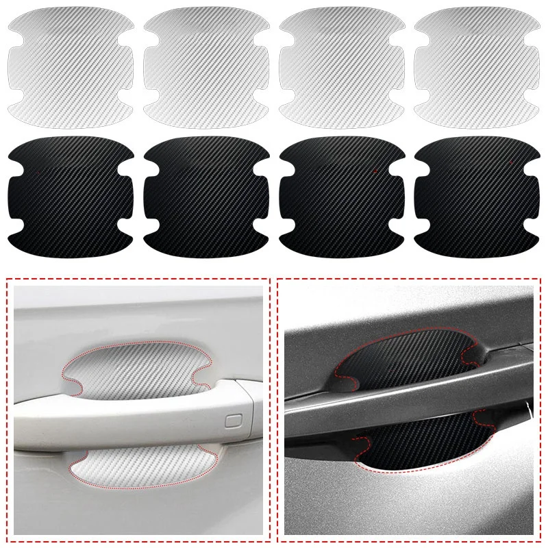 4pcs Carbon fiber anti-scratch stickers for car door handles Automobile parts