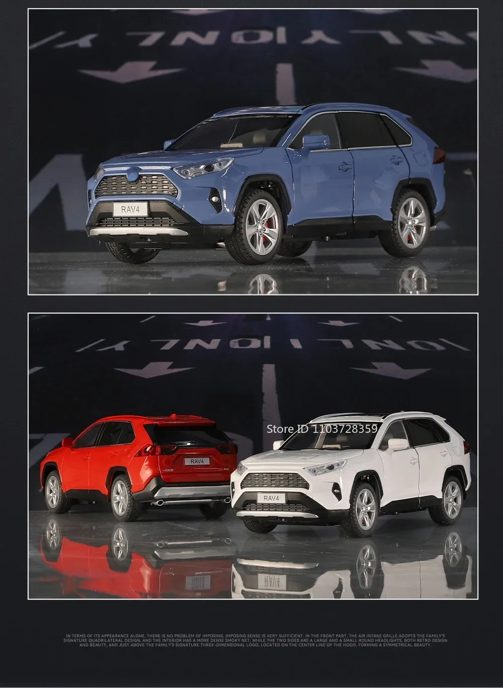 Maßstab 1:24 Highlander RAV4 Spielzeugmodell Miniaturautos Legierung Druckguss Sound Licht Türen geöffnet Zurückziehen Stoßdämpfung Jungen Geschenke – Detail 27