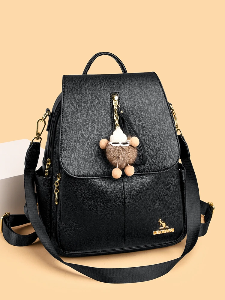 

Leather Double oulder Bag Women Casual Versatile Soft Cowhide Travel Bapa Large Capaci Soft Leather Mom Bag