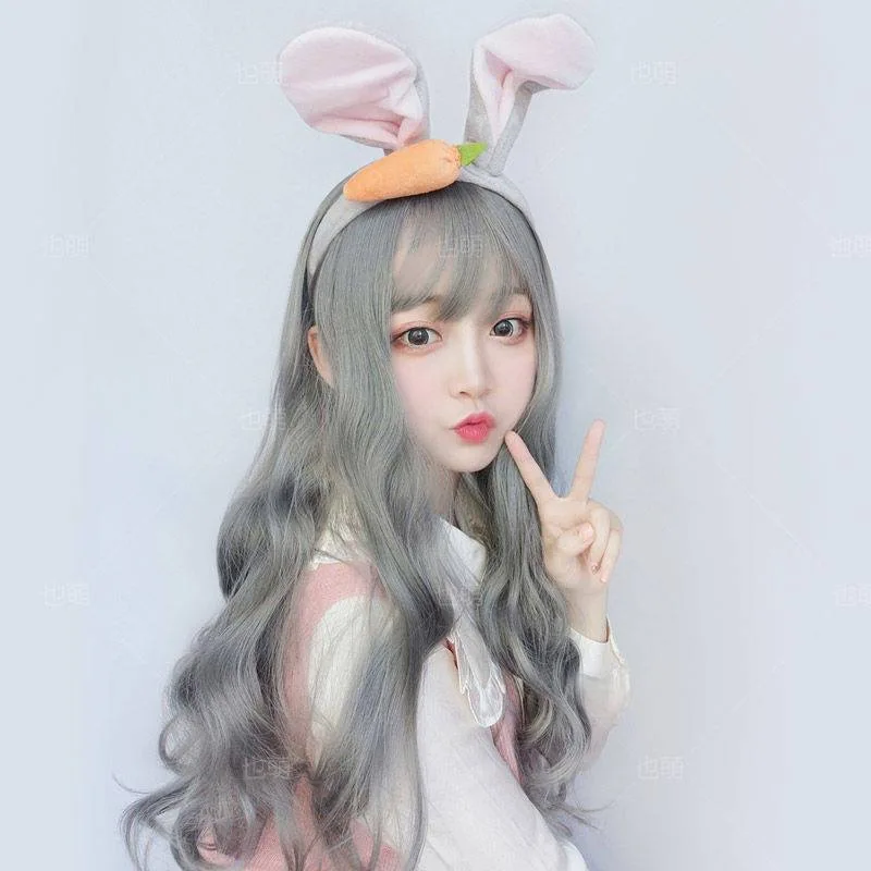 Synthetic Wig Long Pink Wigs Natural Wavy Heat Resistant Fiber for Women Halloween Cosplay Lolita Harajuku Daily Wig