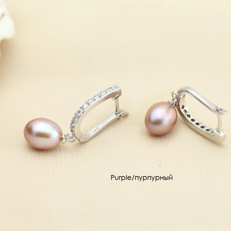 YouNoble Genuine 925 Silver Earrings Pearl Wedding For Women,Drop Freshwater Pearl Earrings Birthday Gift Daughter Pink White