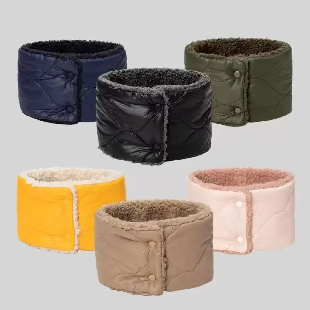 

Зимний вязаный шарф на шею, теплый ветрозащитный шарф с кольцом, плюшевые шарфы на флисовой подкладке, однотонные аксессуары для холодной погоды