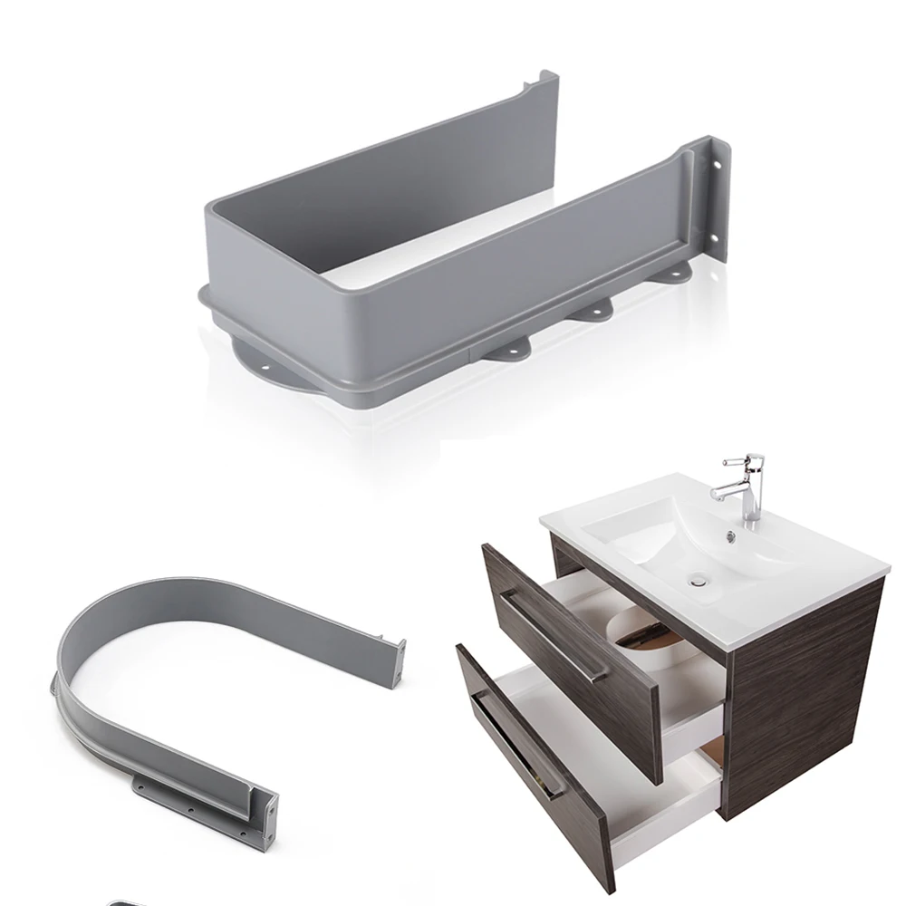 Plastic U Shape Under Sink Basin Bathroom Cabinet Drawer Pull Out Recessed U Cutout Cover For Drainage Grommet