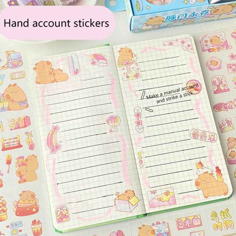 8 Set/lot Kawaii Capybara Stickers Tape Cute Scrapbooking DIY Diary Decorative Sticker Hand Account Decorate Set Gift Set