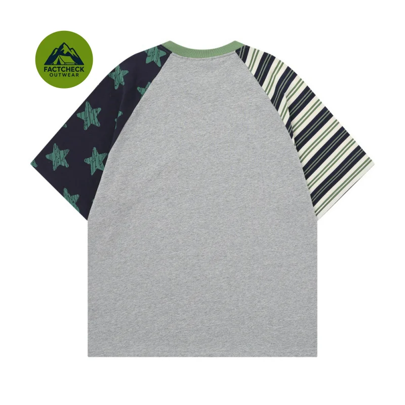 FACTCHECK EU US Size Two-tone striped patchwork short sleevesTShirt