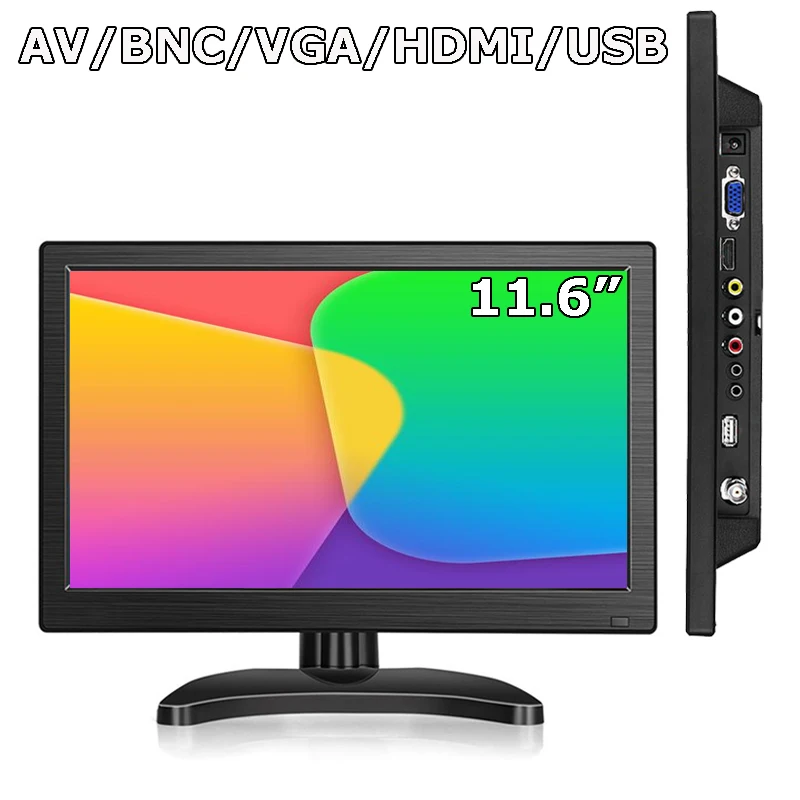 Imagem -01 - Mini Monitor de Computador hd para Raspberry pi Cctv Monitor Portátil com Alto-falante Hdmi Vga Lcd 11.6 pc tv mini monitor de computador hd para raspberry pi cctv monitor portatil com alto falante hdmi vga lcd 116 pc tv 01