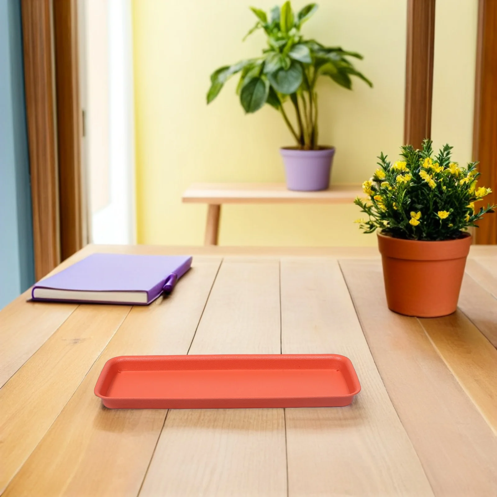 

4Pcs Flower Pot Tray Water Absorber Rectangular Plastic Planter Trays for Indoor Outdoor Use Leakproof Floor Protection Plant