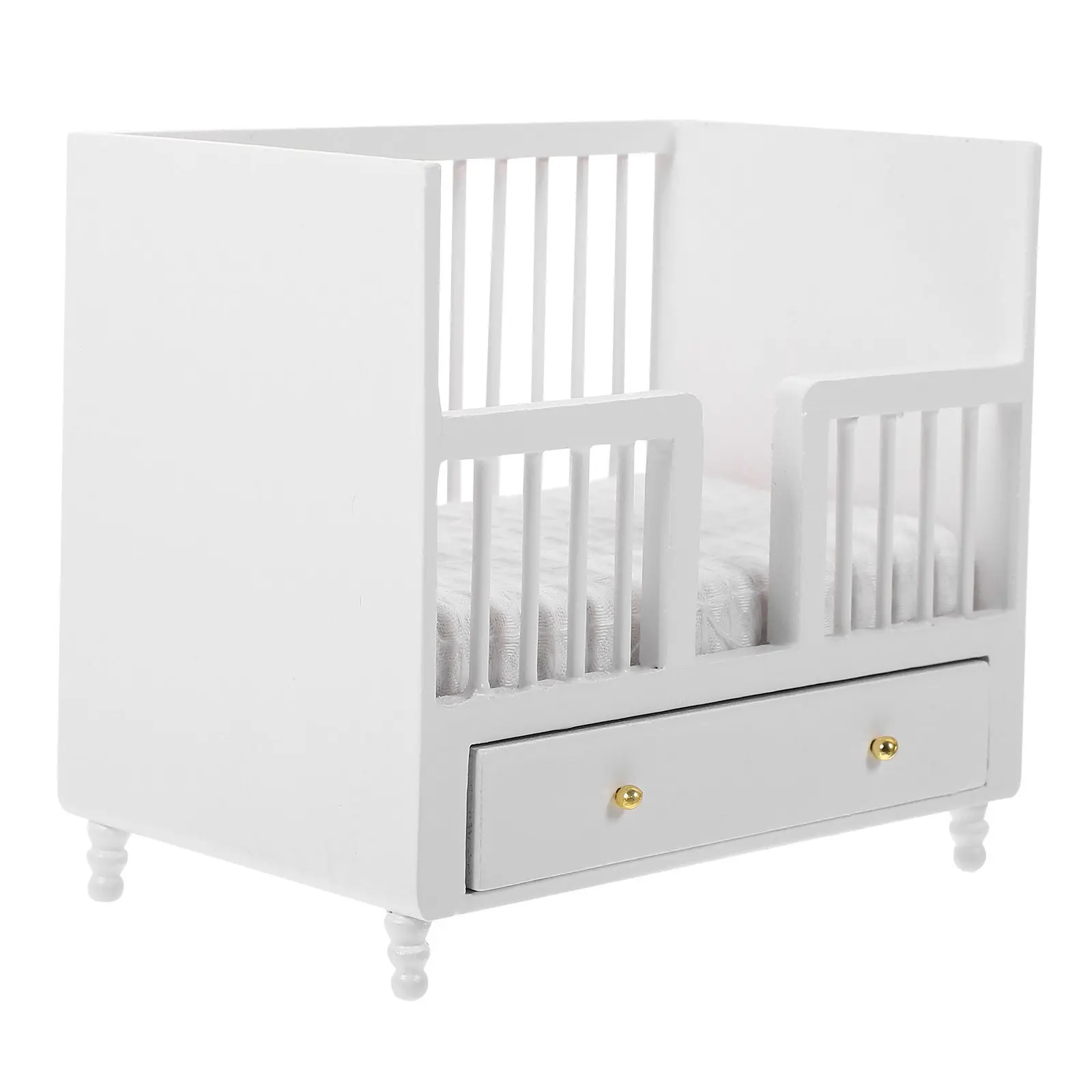 

Miniature Crib Baby Crib Mini House Furniture Wooden Smooth Finish Kids Room Decoration Mini Bed for Playroom House Bed