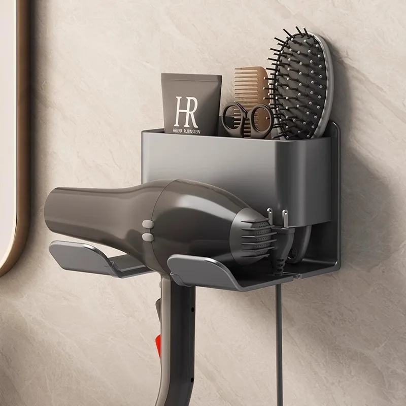 1pc Hair Dryer Holder Wall Mounted Hair Straightener Dryer Hair Stand Bathroom Organizer Shelves Bathroom Organization Shelves image 3