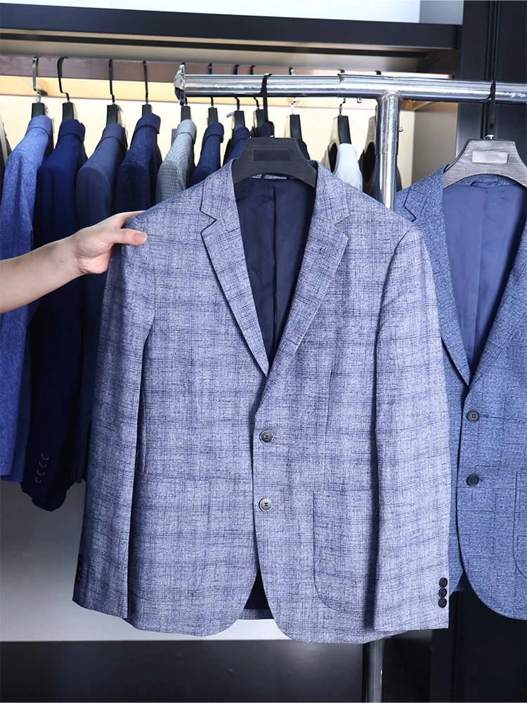 

Мужской повседневный костюм Homesi в клетку: пиджак на весну-осень, приталенный, с длинным рукавом, деловой повседневный стиль, на двух пуговицах, однобортный