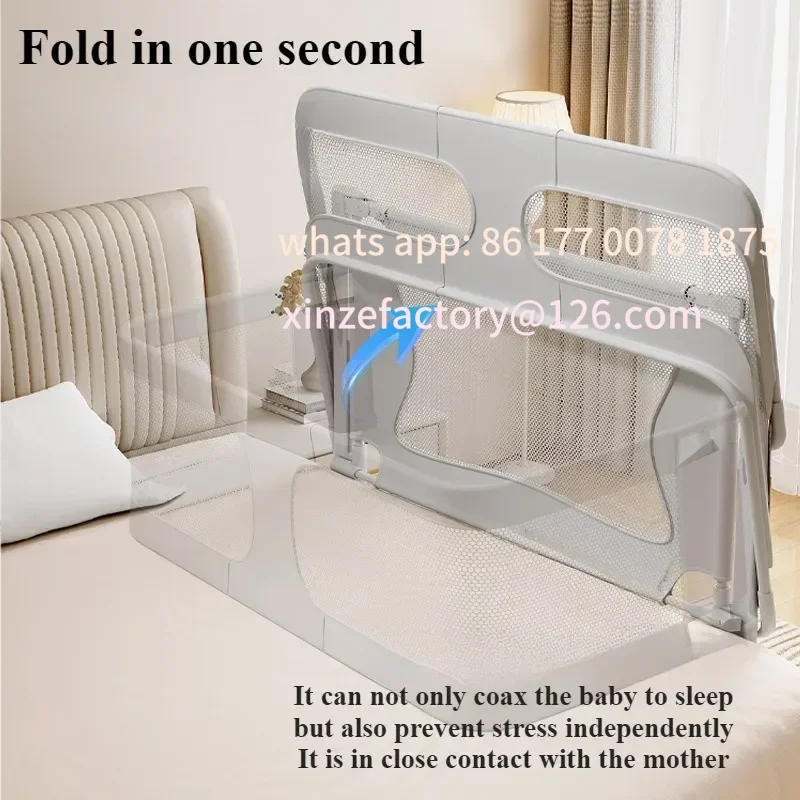 

Настраиваемая детская прикроватная кровать, складная детская люлька с боковой кроватью, портативная кроватка, дышащая и видимая, мягкая сетка с окном