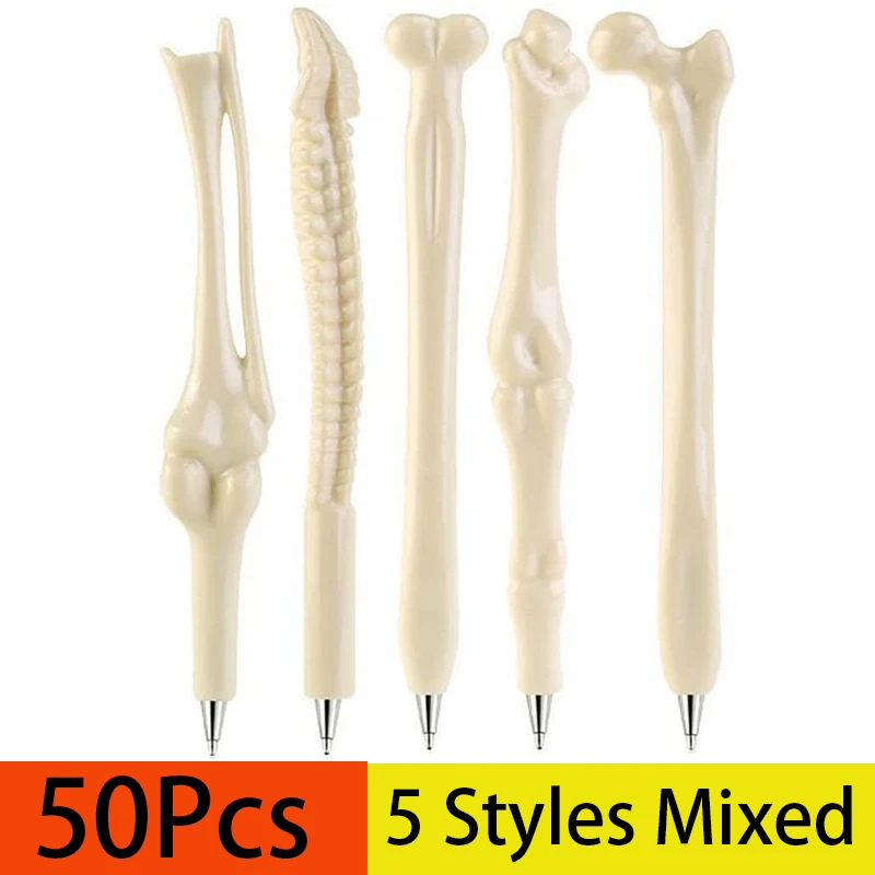 50Pcs Bone Shape Ballpoint Pens Smoothing Writing Ball Point Pens Student Stationery Supplies Gift