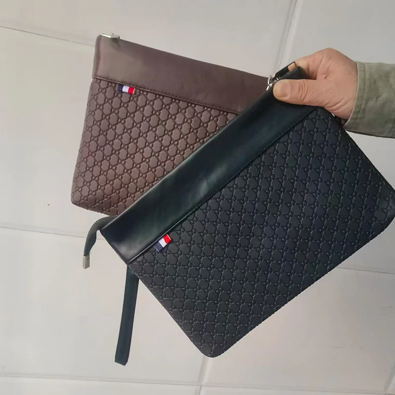 

Fashion Business Men Bag Leather Clutch Bag Designer Card pack Casual Handbag Phone Purse brand Male Envelope pack Clutches Bags