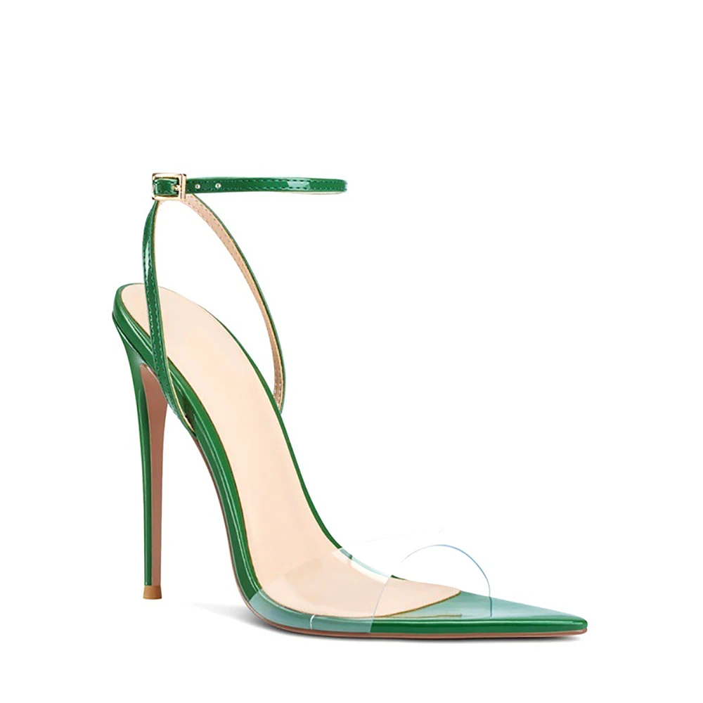 Women Clear PVC High Heel Sandals Open Toe Ankle Strap Stiletto Wedding Party Shoes Custom Color