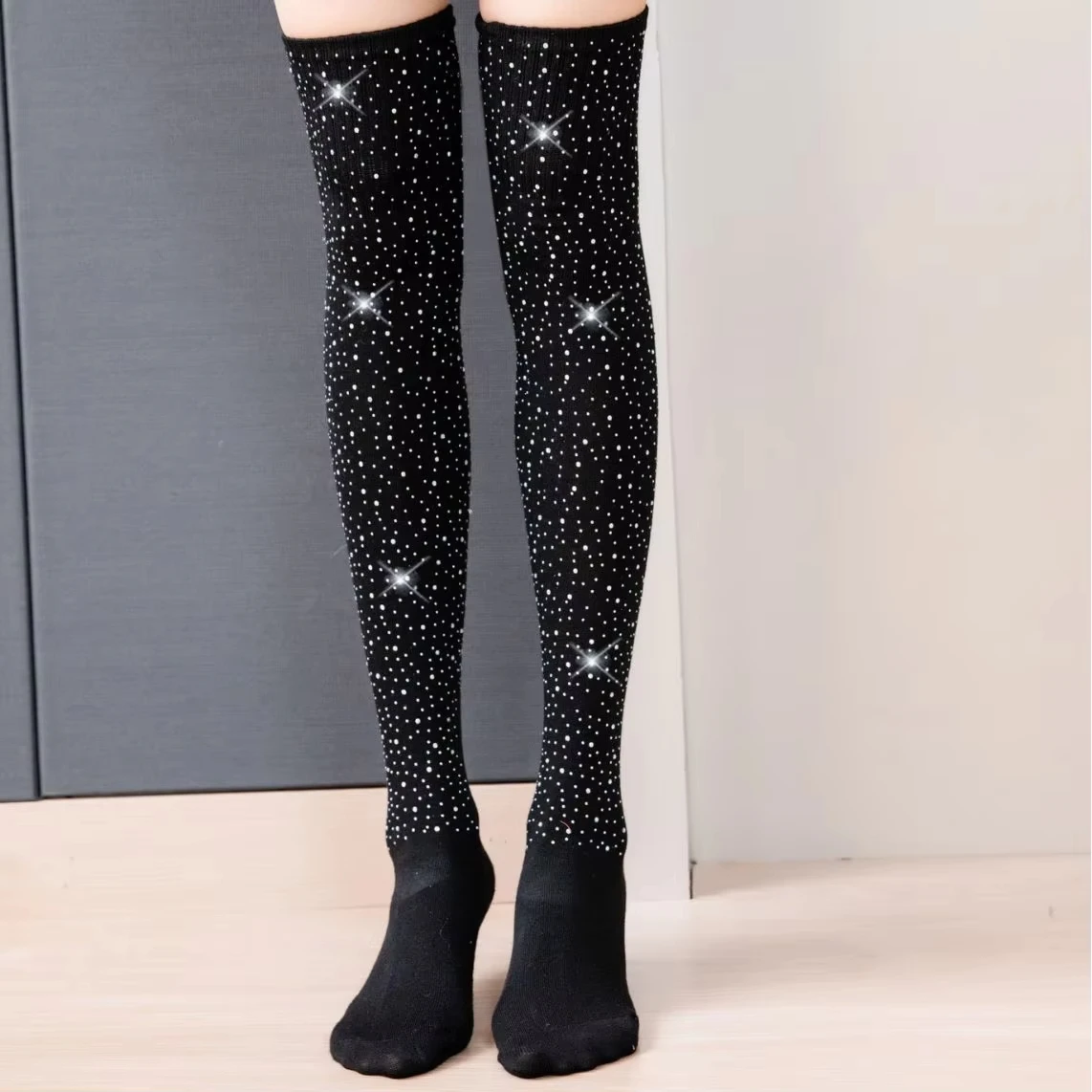 

Sexy Rhinestone Lingeri Long Sock Women Long Sock Thigh High Over The Knee Stockings sexy Lolita Ladies Girls Warm Knee Socks
