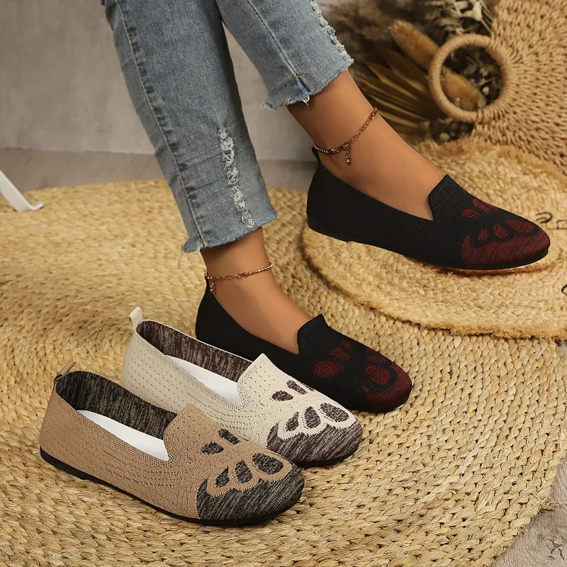 Spring and Autumn Women's Vintage Comfortable Printing Style Single Shoes New Women Casual Lightweight Fashionable Low Top Shoes