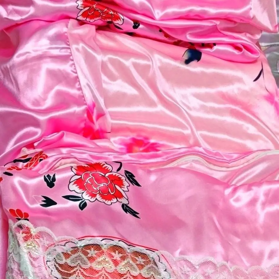 

Без хлопкового наполнения, глянцевый летний атласный шелковый чехол на молнии, покрывало с крутым цветочным принтом, домашнее постельное белье