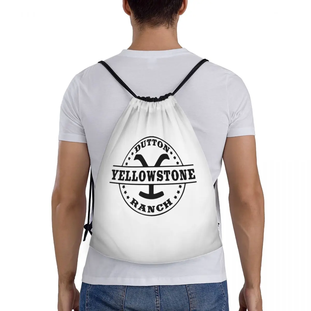 Custom Dutton Ranch Yellowstone Drawstring Tas Vrouwen Heren Lichtgewicht Sport Gym Opslag Rugzak