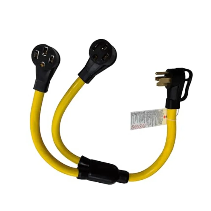 

50Amp NEMA 14-50 Y Splitter Adapter Cord.4 Prong Male Plug 14-50P to 2 Outlet 14-50R Female Receptacle.3FTYellow