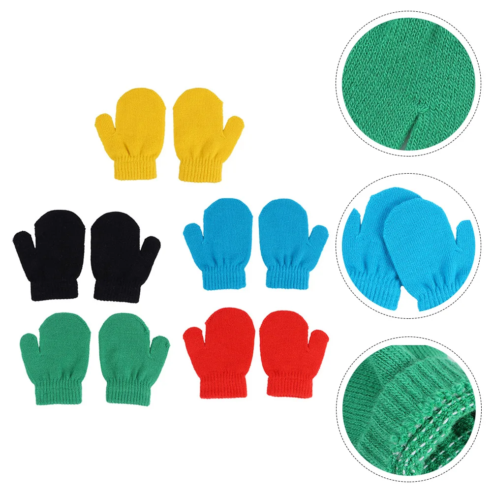 

5pcs Finger Mittens For Child For Children Kids Warm Knitted Winter Gloves Skin-Friendly Unisex Childrens Gloves