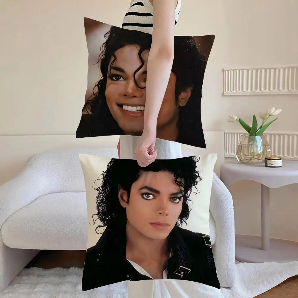 musician pop M-Michael Jackson Cushion Cover Washable Faux Linen Cover Modern Lightweight for Living Room Sofa