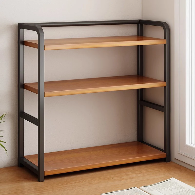 シンプルな多層本棚デスクオーガナイザーホームオフィス収納ラック学生寮デスクトップ棚木製素材特殊形状