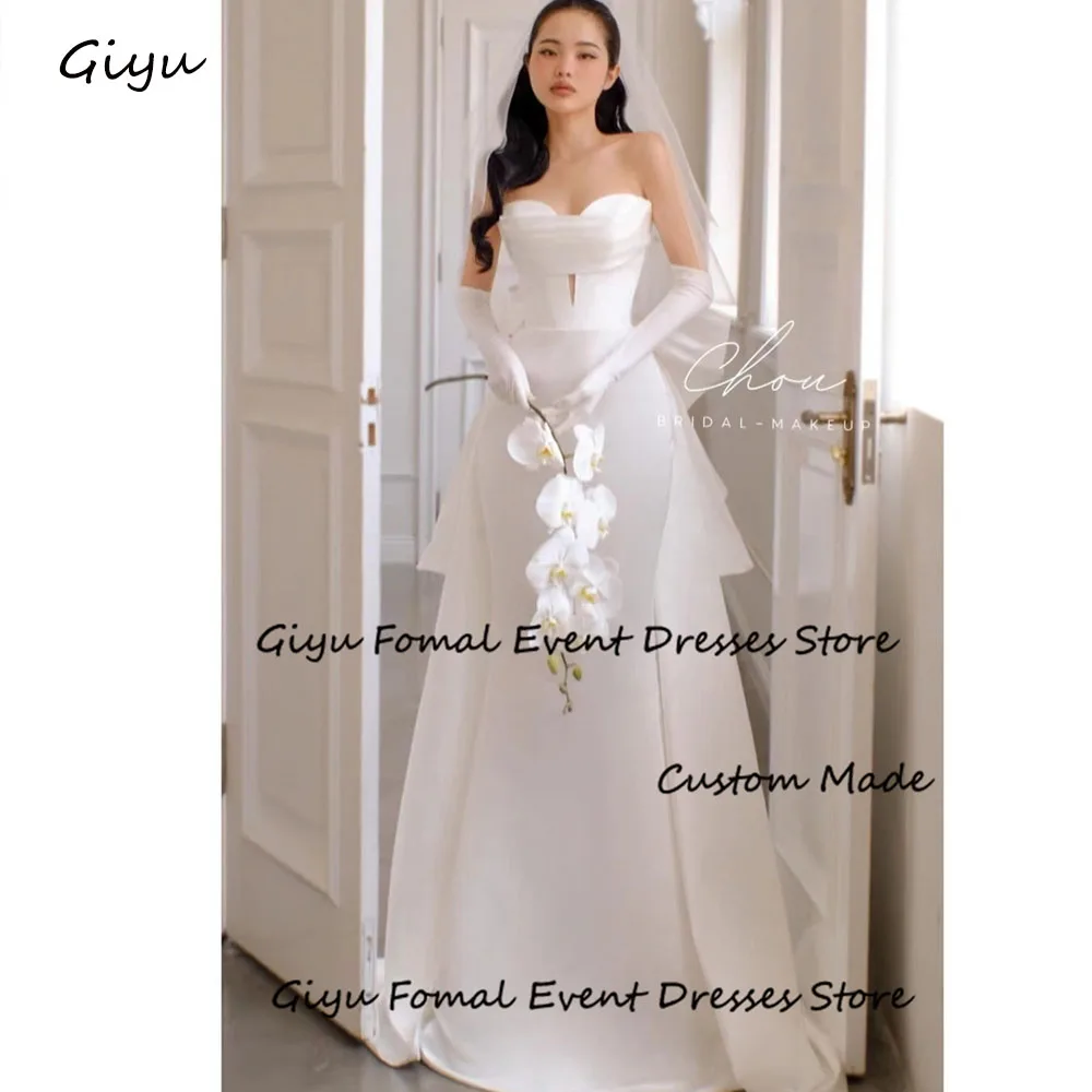 

Giyu Elegant Bow Korea Wedding Dress Photoshoot Sweetheart Collar Floor-Length Vestidos Novias Boda 웨딩드레스 Bridal Gown