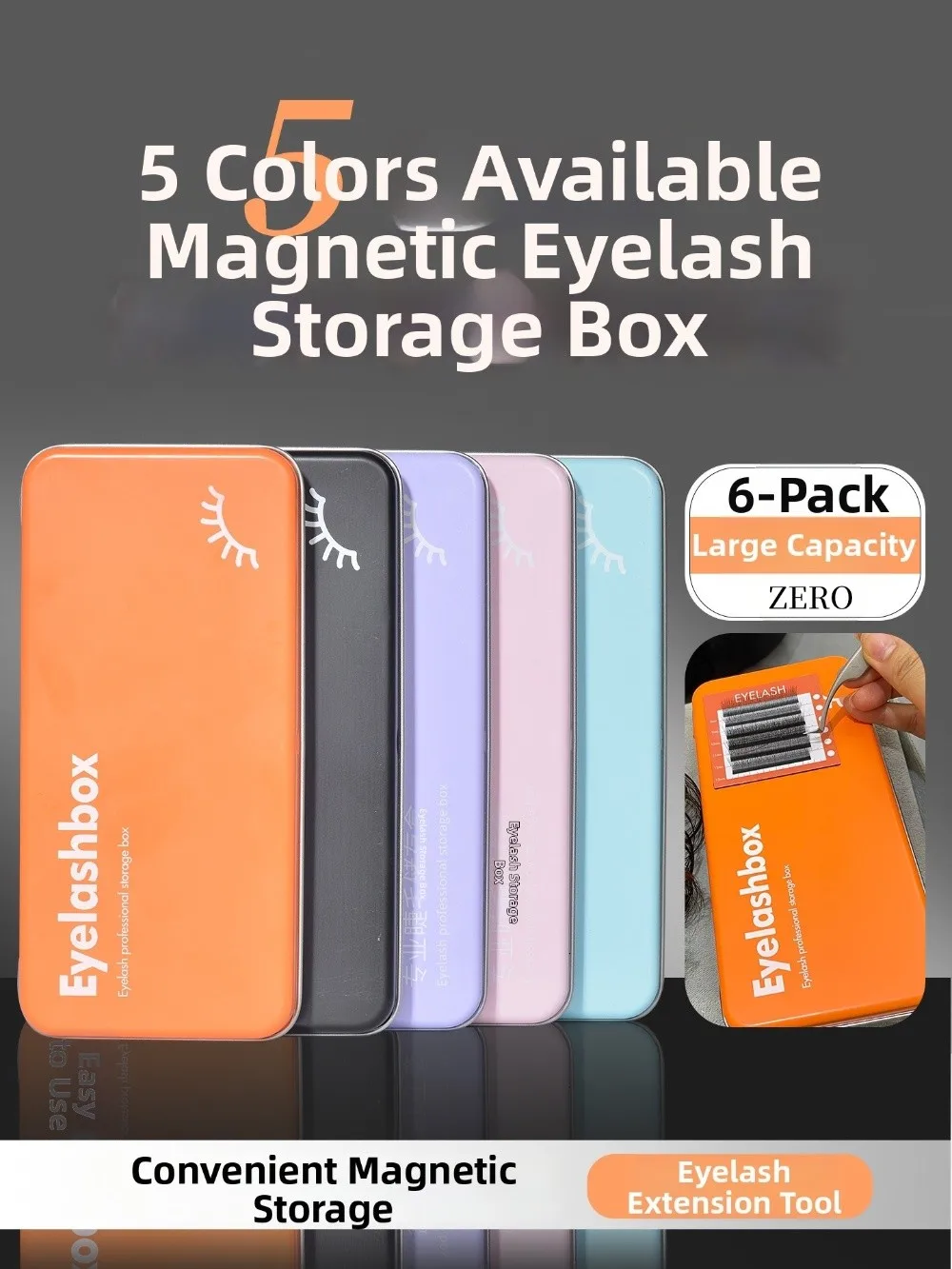 Tragbare Magnetische Aufbewahrungsbox für Wimpern mit Display-Palette Professioneller Wimpern-Organizer Platzsparend – Detail 2