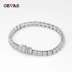 OEVAS 100% 925 Sterling Silver 3/4/5mm Moissanite Gemstone Bangle Charm Wedding Tennis Chain Bracelet Fine Jewelry Wholesale