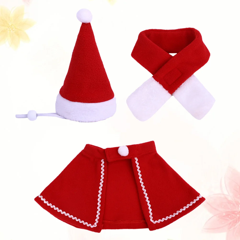 

3Pcs Pet Christmas Costume Cape Hat Scarf Set Holiday Party Dog Clothes Christmas Accessories Gift Pet Clothes