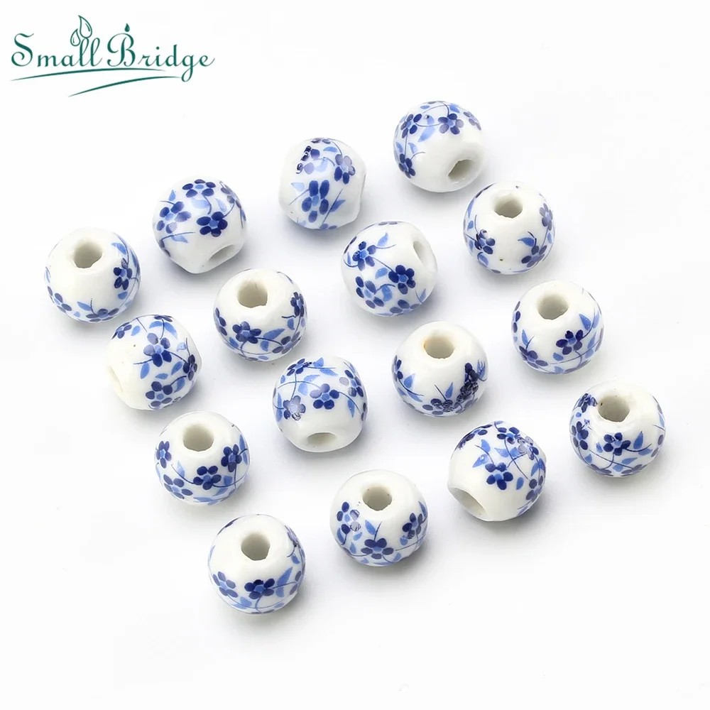 8 10MM Retro Color Ceramic Beads For Bracelet Jewelry Making DIY Accessories Applique Round Smooth Pattern Porcelain Bead Crafts