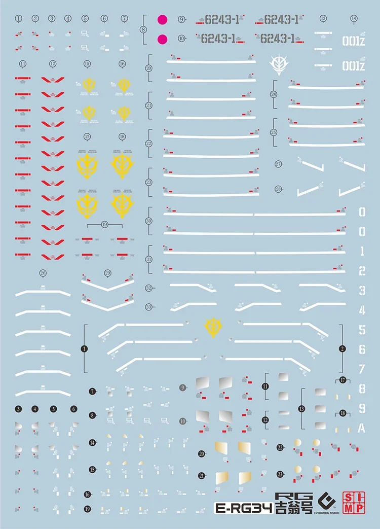 EVO Decal E-RG34 for RG 1/144 MSN-02 Last Shooting Zeong Mobile Suit Fluorescent Stickers for Model Hobby DIY Accessories