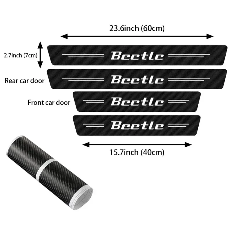 Car Threshold Scuff Plate Protection Stickers for Volkswagen VW Beetle Front Rear Door Anti Stepping Strips Welcome Pedal Decals