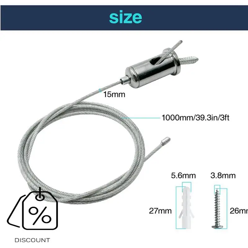 ABJO-12 Sets Hexagon Garage Suspension Cables Kit Steel Hanging Chains, Honeycomb Light Connector Pendant Wire Rope Cable