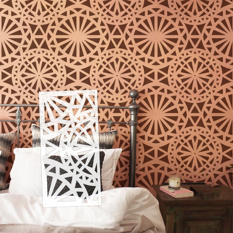 40cm - 80cm Stencil Wall For Painting Decorative Decor Template Furniture Geometric Islamic Muslim Ornaments Arabesque S174